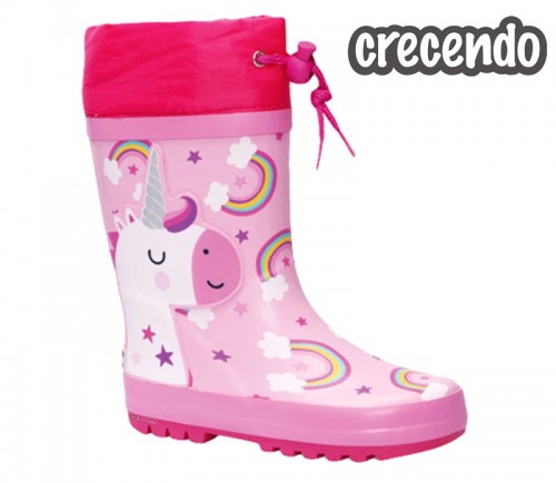 CRECENDO, Girl Water Boot, Unicorn and Rainbow.